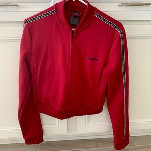 Adidas Burgundy Cropped Jacket Size M
